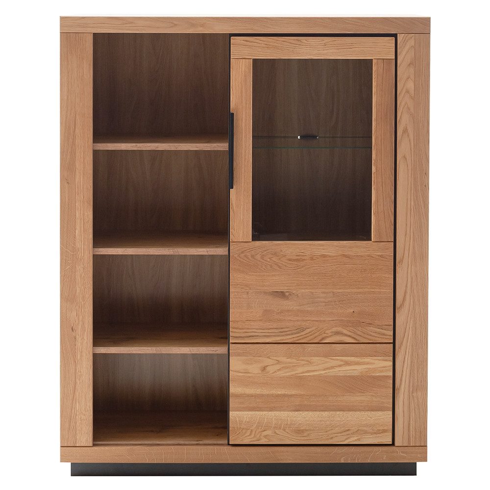Lomadox Highboard GIUSTINO-06, Eiche teilmassiv geölt, Massivholzfronten, 112cm breit