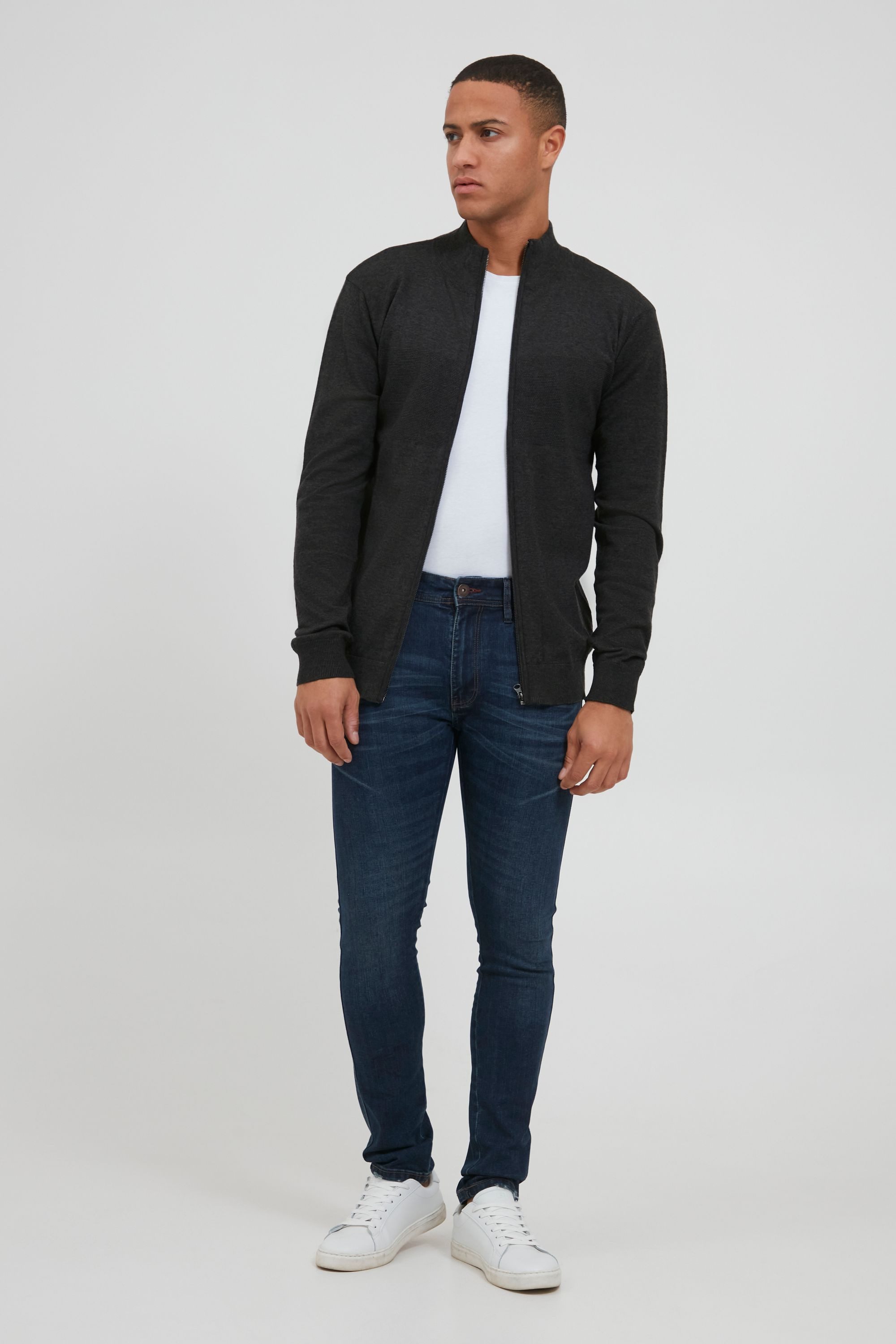 Indicode Strickjacke IDErnoldo Feinstrick Zip-Jacke günstig online kaufen