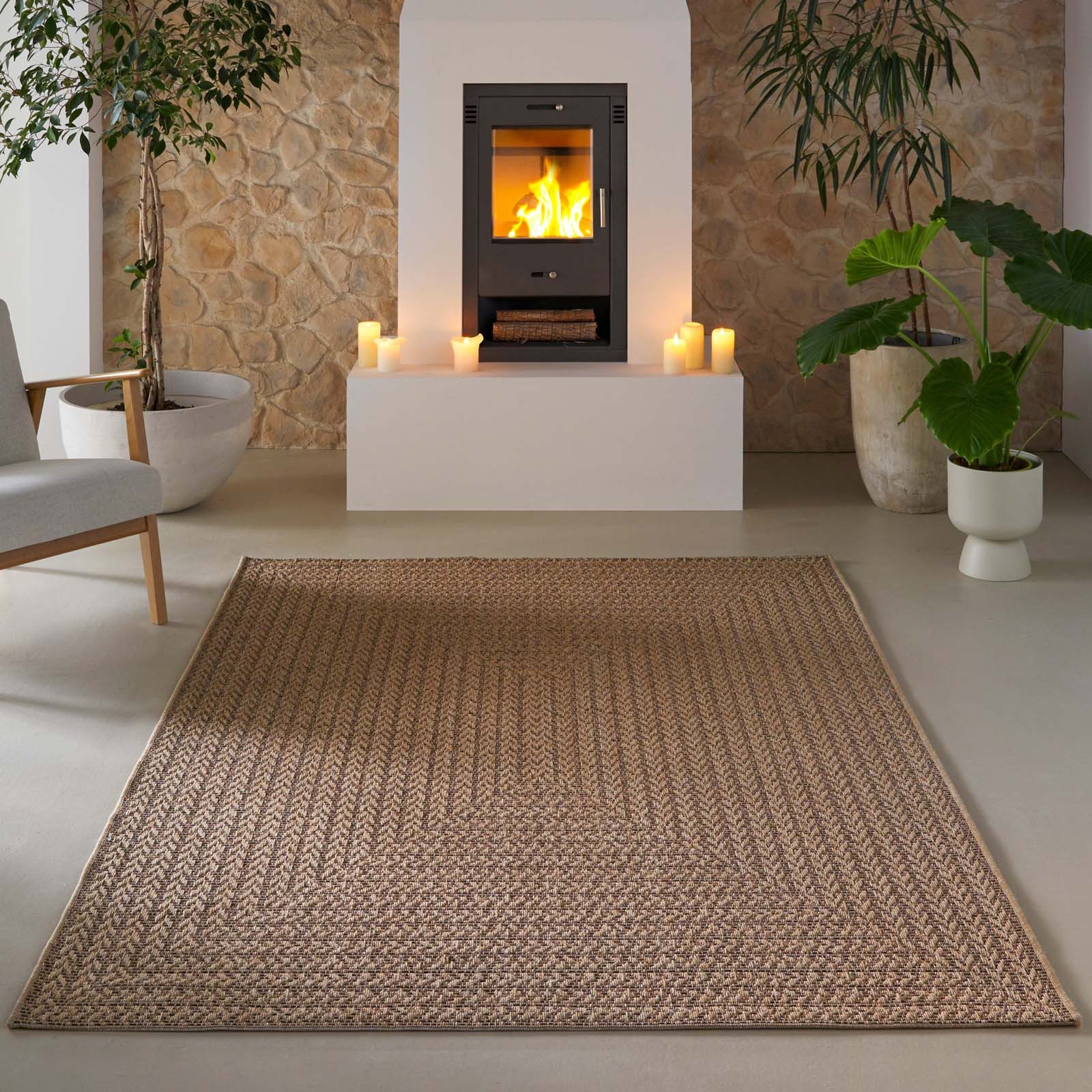 TaraCarpet Outdoorteppich Tara Carpet Sumatra Sumak Sisal Jute Look natur, rechteckig, Höhe: 10 mm, Küche Wohnzimmer Terrasse Garten Balkon natur 80x150