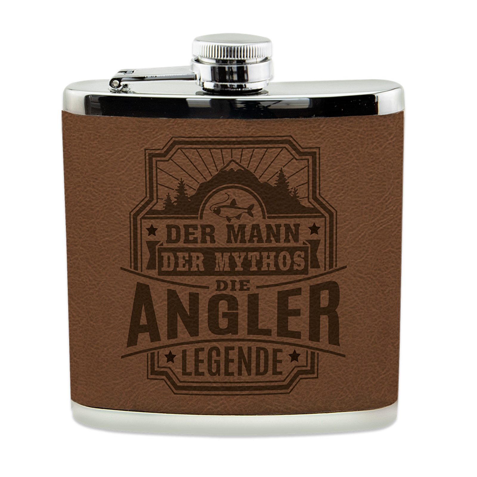 HTI-Living Flachmann Echter Kerl Flachmann Angler, Männer Trinkflasche mit Kunstleder