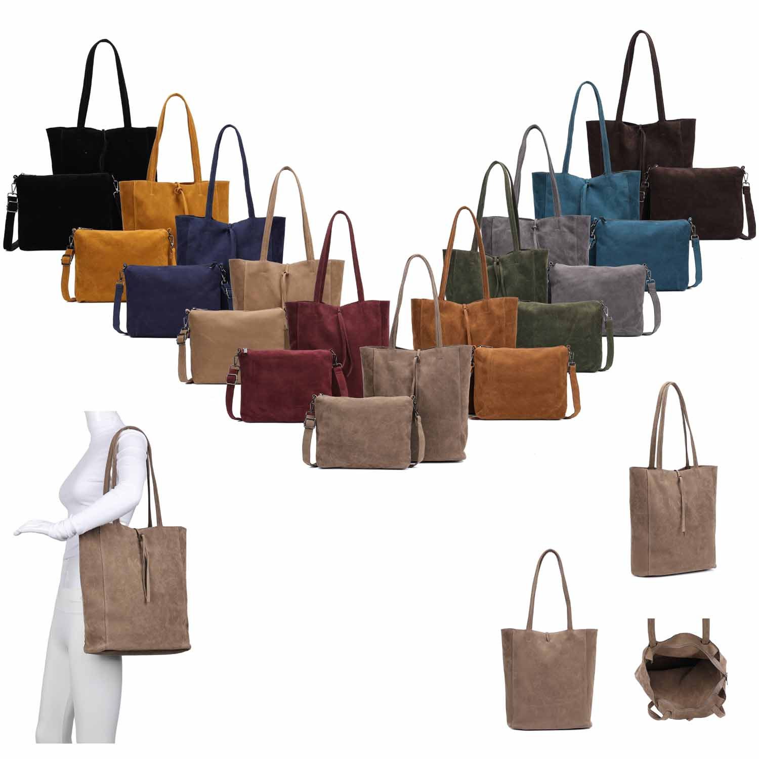 ITALYSHOP24 Schultertasche SET 2in1 Damen Tasche Umhängetasche XXL Hand-Tas günstig online kaufen