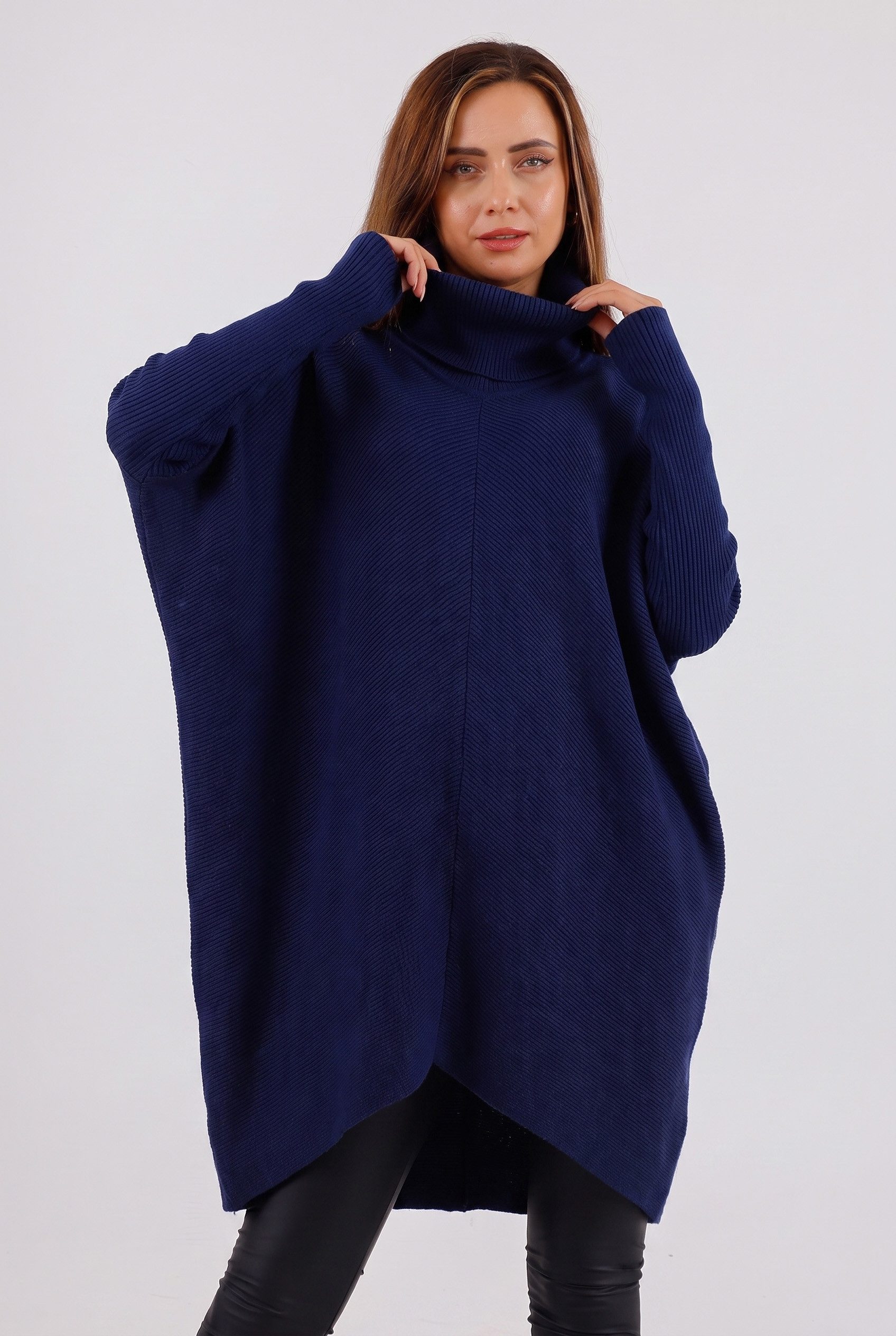 YC Fashion & Style Longpullover „Made in Italy – Oversize-Strickpullover mit Rollkragen“ (1-tlg) in Unifarbe, mit überschnittenen Schultern