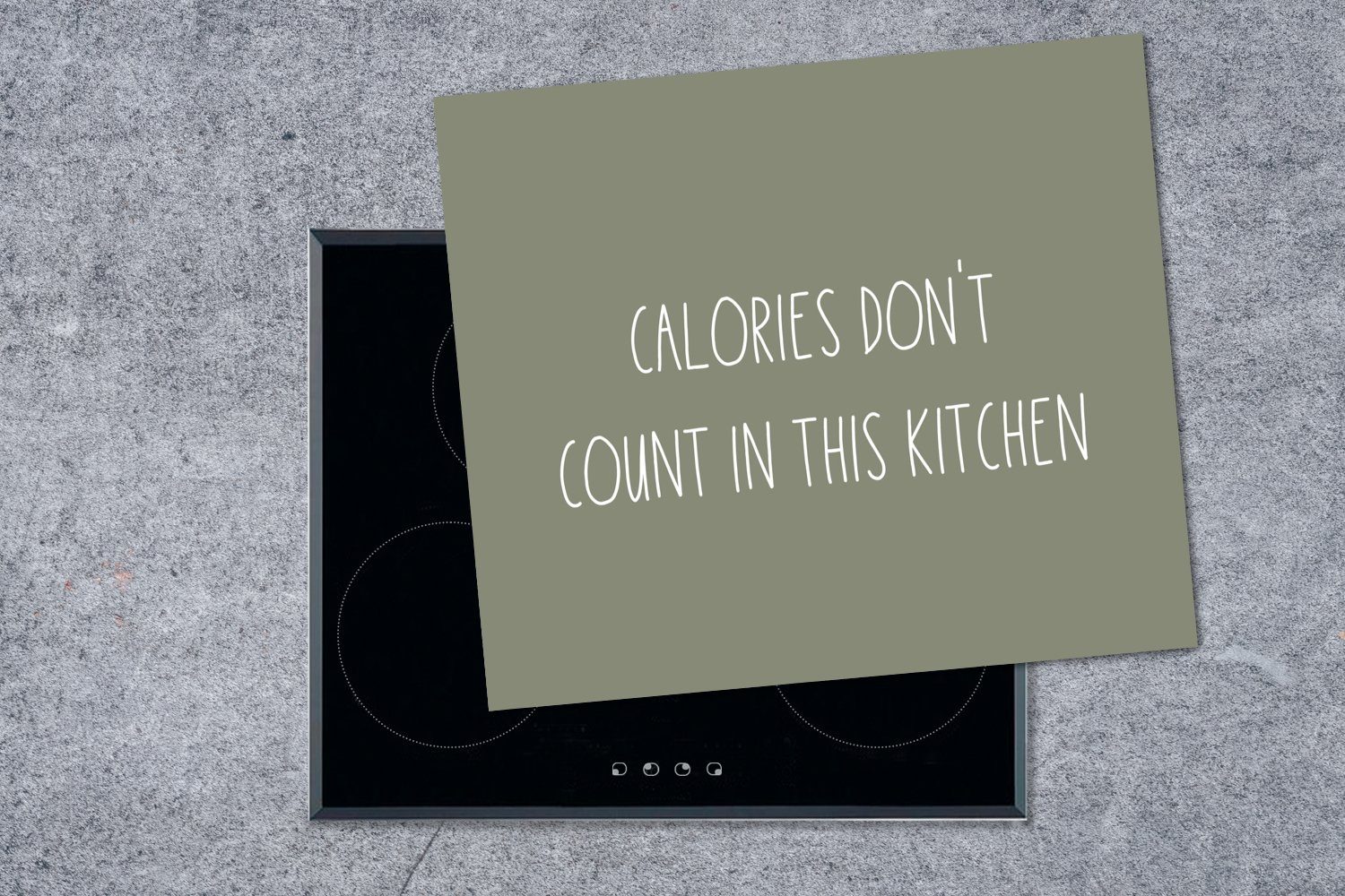 Küche In Zitate zählen die Ceranfeldabdeckung Kalorien dieser nutzbar, 60x52 cm, - - Mobile Küche -, Arbeitsfläche (1 MuchoWow nicht tlg), Herdblende-/Abdeckplatte Vinyl,