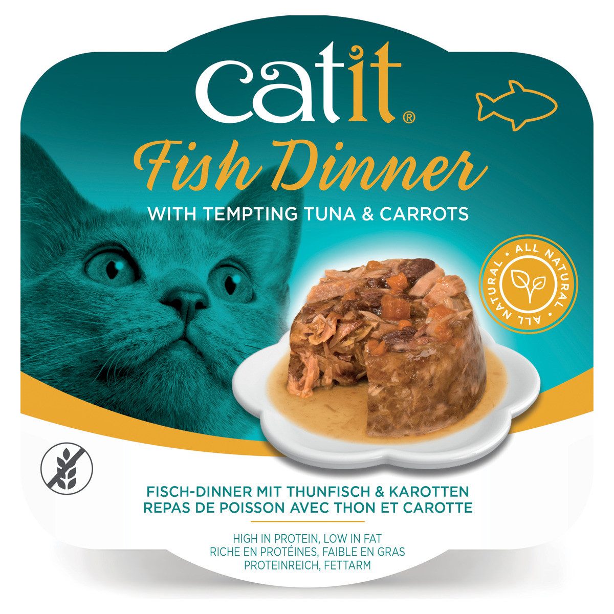 Catit Dinner Fisch mit Thunfisch & Karotte 80 g, Trockenfutter für: Katze