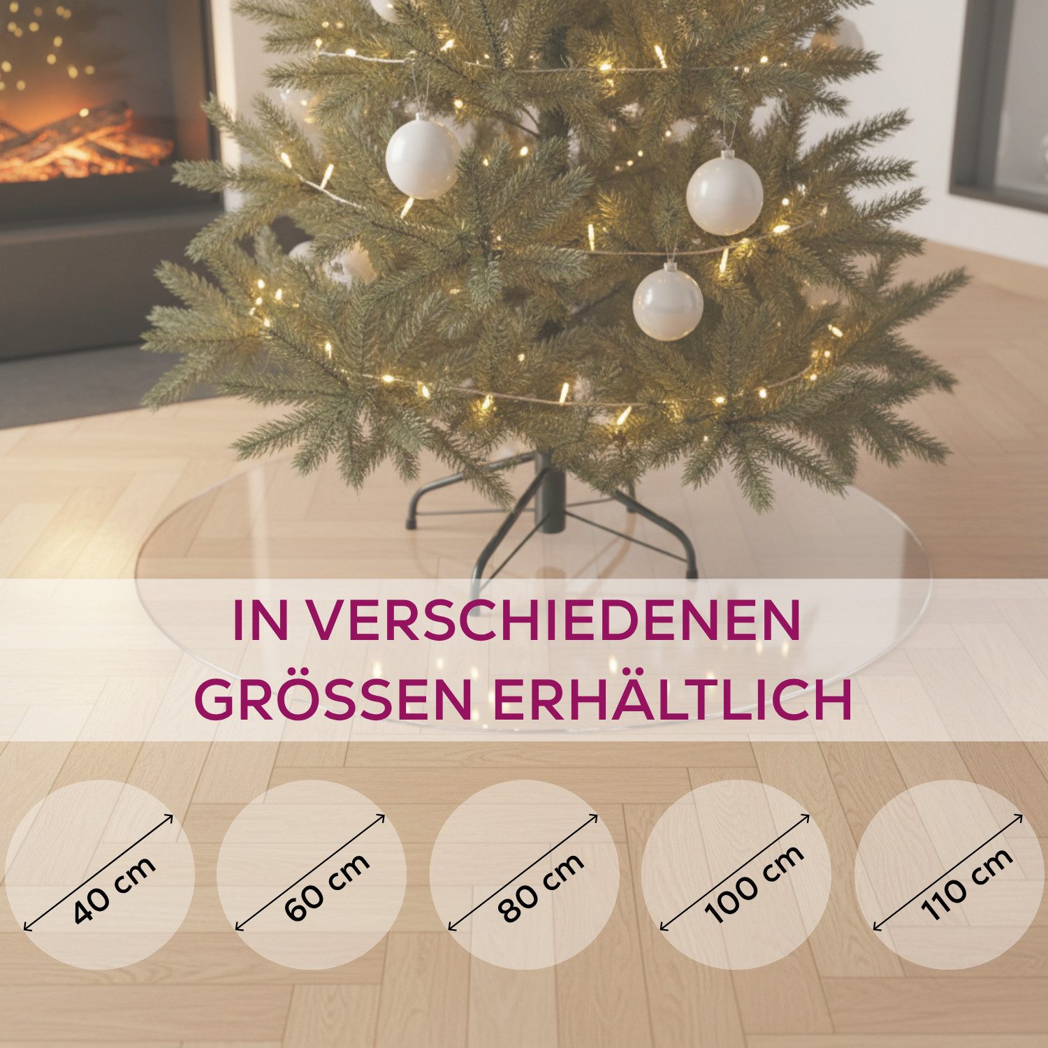 Beautex Baumteppich Weihnachtsbaum Untersetzer Folie leicht mattiert Schutzmatte, Rund