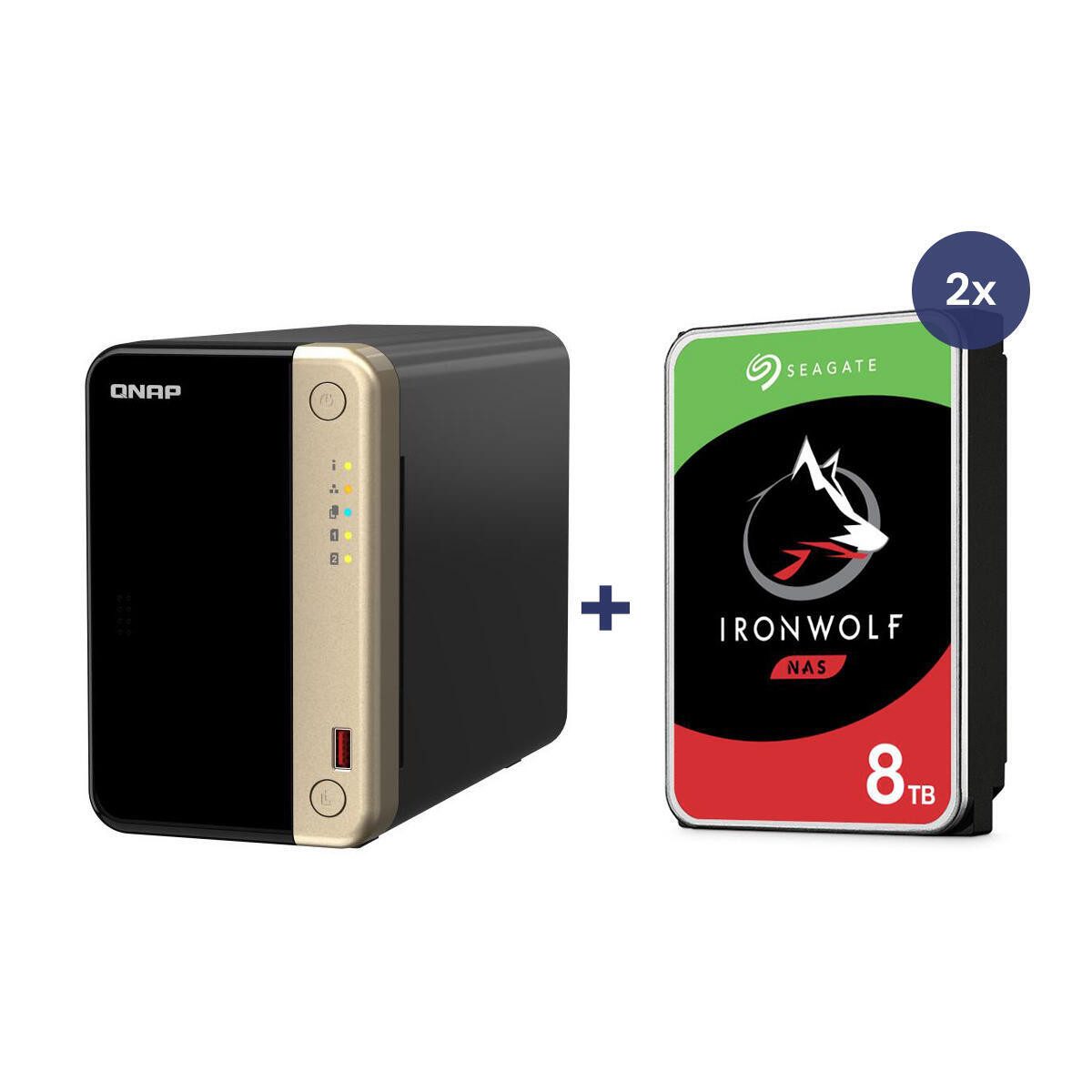 QNAP QNAP TS-264-8G + 2x Seagate IronWolf ST8000VN004 PC-Arbeitsspeicher