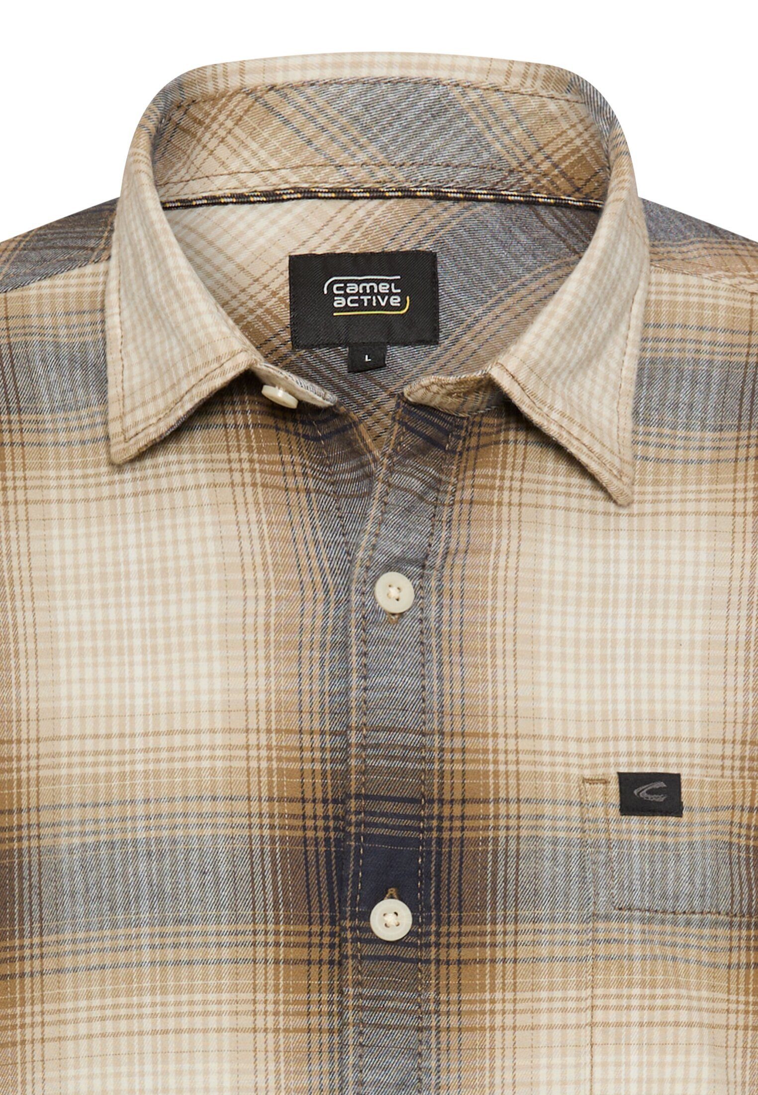 camel active Karohemd Langarmshirt mit Hemdkragen und Knopfleiste