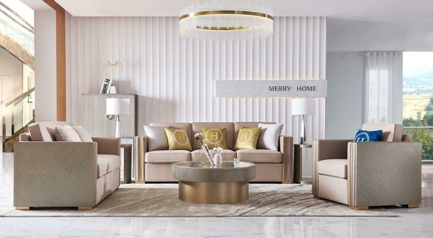 Europe JVmoebel in 3+2 Wohnzimmer Sofa Made Beige Luxus Sitzer Couchen, Sofagarnitur Designer