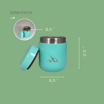 Behrenland Kühlbox Thermobehälter 500 ml - Edelstahl Warmhaltebehälter-Thermo Lunchbox, Inklusive zusammenklappbarem Löffel im Deckelfach