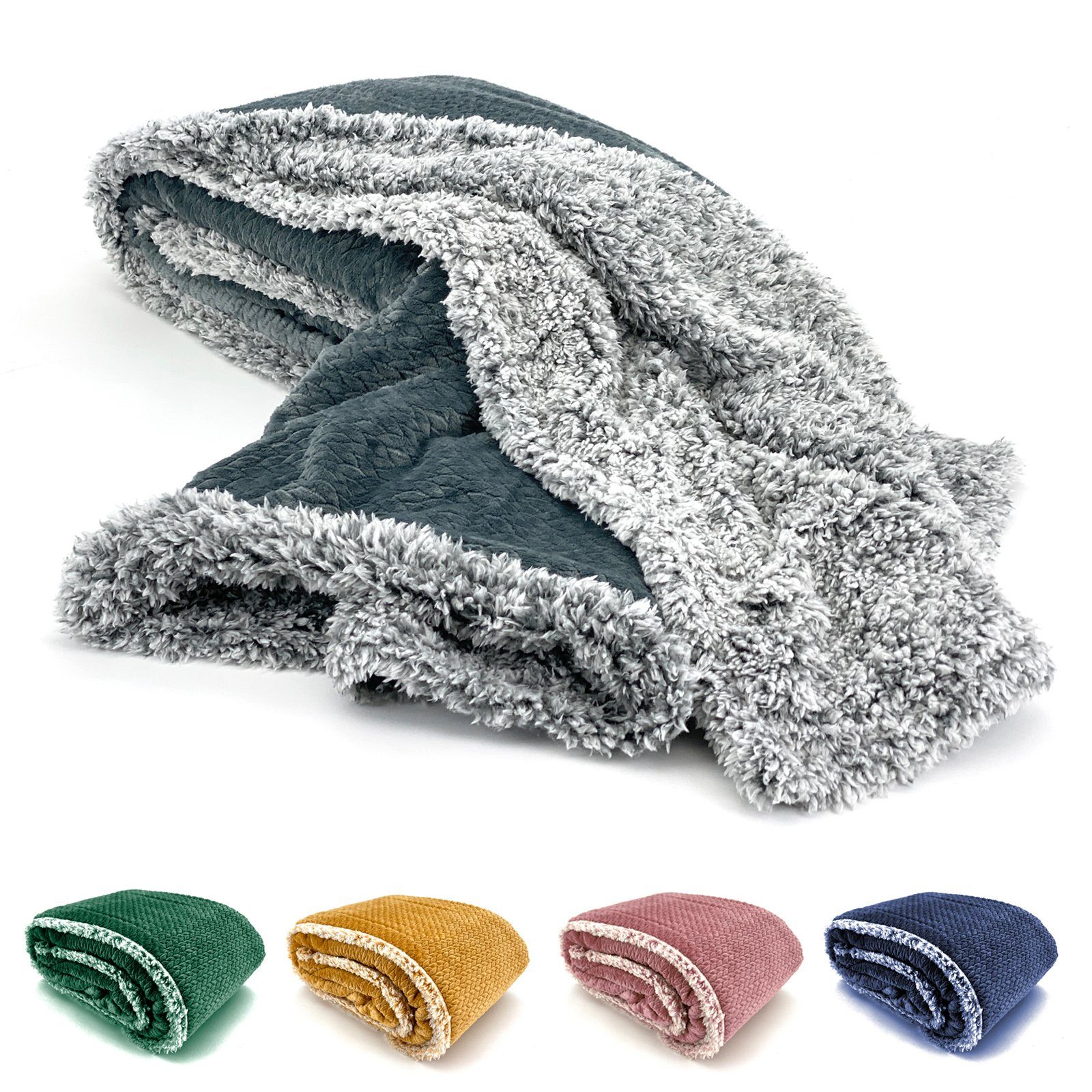 Wohndecke Flauschig warme Kuscheldecke Samt Jaquard günstig online kaufen