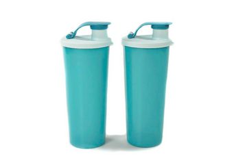 TUPPERWARE Trinkflasche Eco 470 ml türkis Trinkflasche Öko (2) + SPÜLTUCH