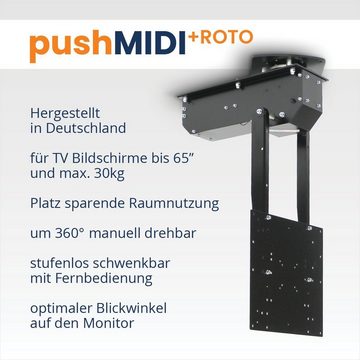cleverUP pushMIDI+ROTO - elektrisch schwenken bis 65Zoll und 360° drehen TV-Deckenhalterung, (bis 65,00 Zoll, klappen, drehen, teleskopieren)