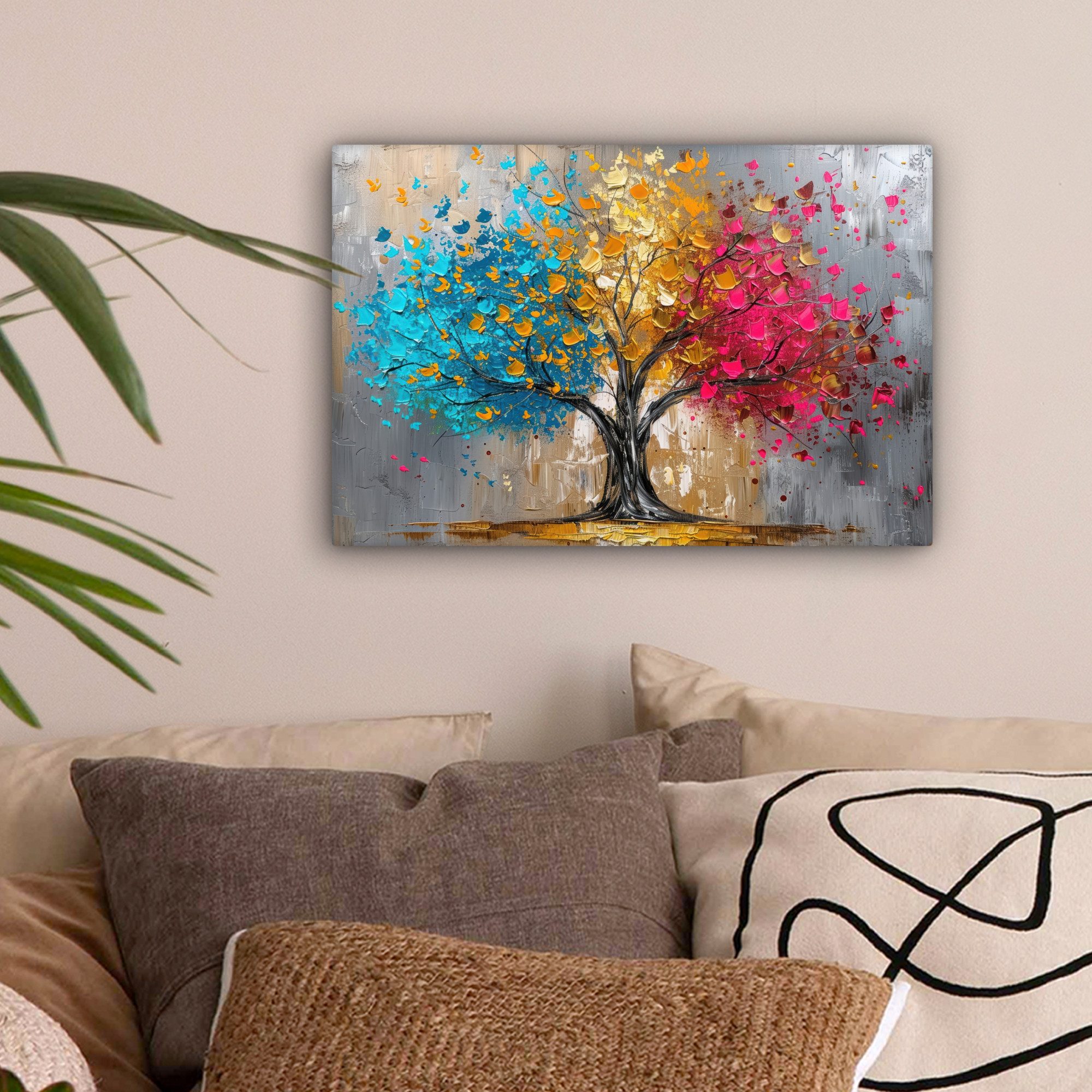 OneMillionCanvasses® Leinwandbild Baum - Farbenfroh - Grau - Modern, Fotodr günstig online kaufen