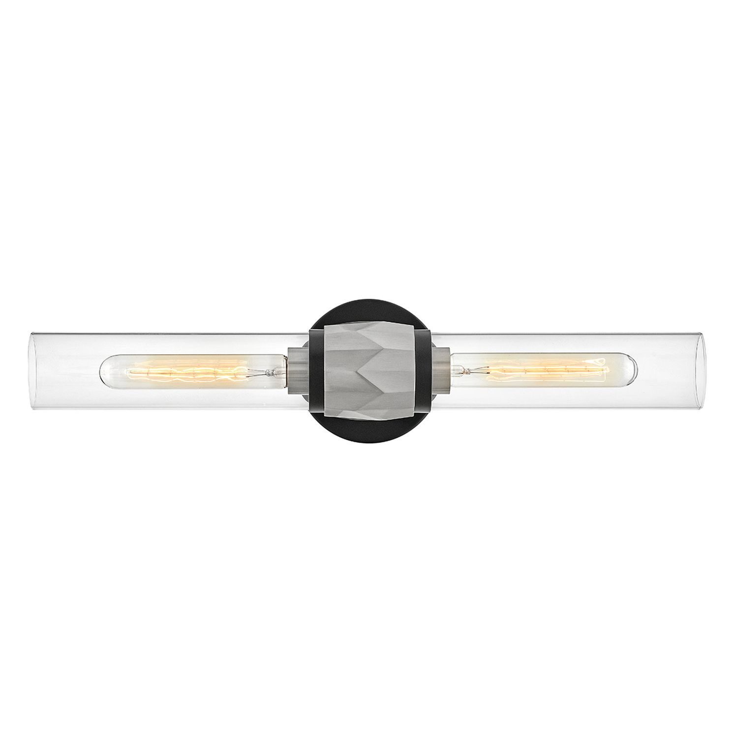 Licht-Erlebnisse Wandleuchte GRETA, ohne Leuchtmittel, Glas Metall B: 56,5 cm IP44 Schwarz Nickel gebürstet E27 2-flammig