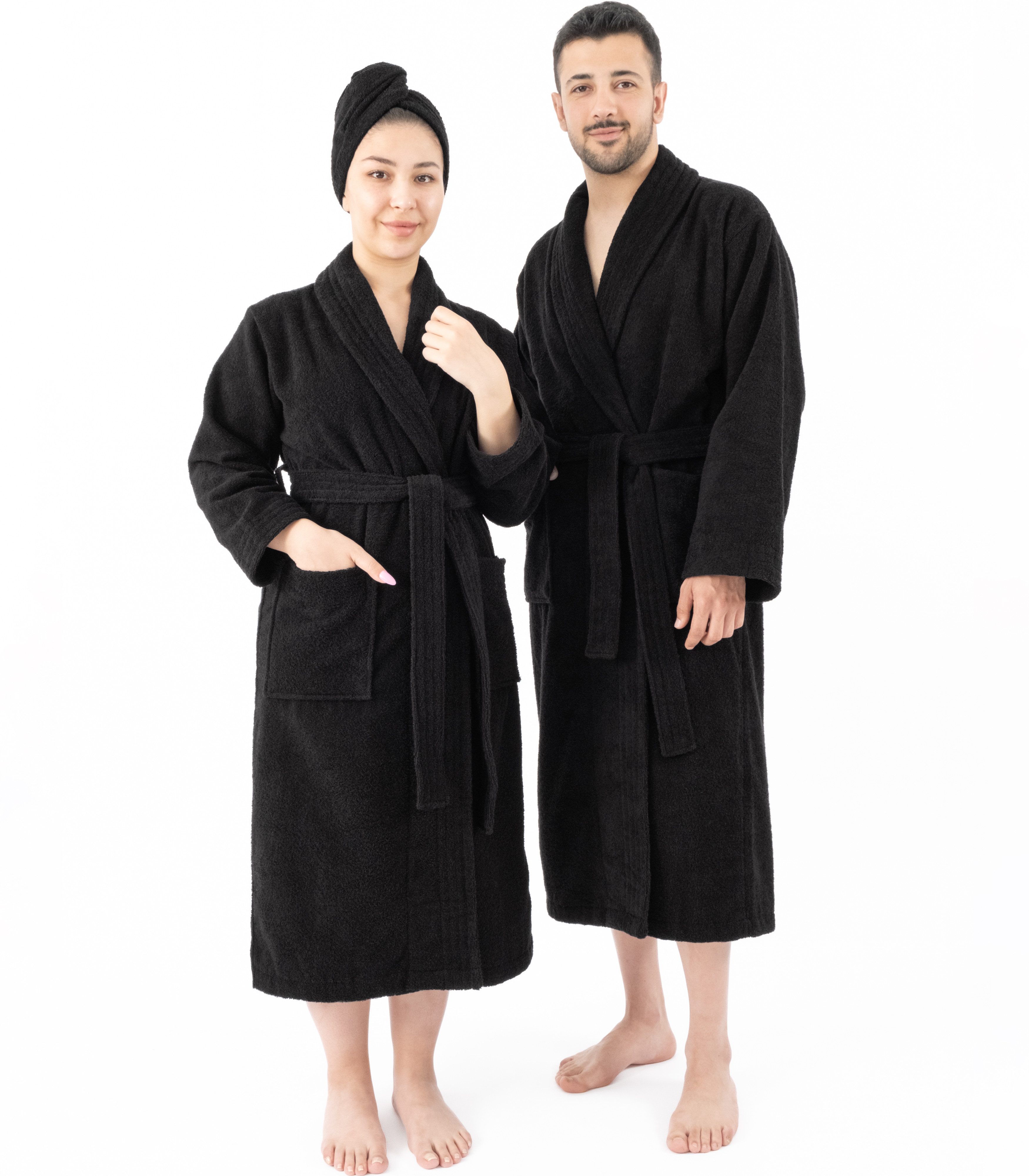 Bademantel Bademantel 100% Baumwolle Unisex, 400 GSM, Weich & Saugfähig