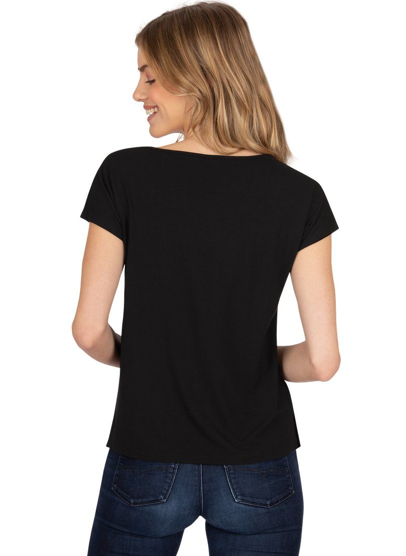 T-Shirt schwarz T-Shirt Viskose TRIGEMA Trigema aus