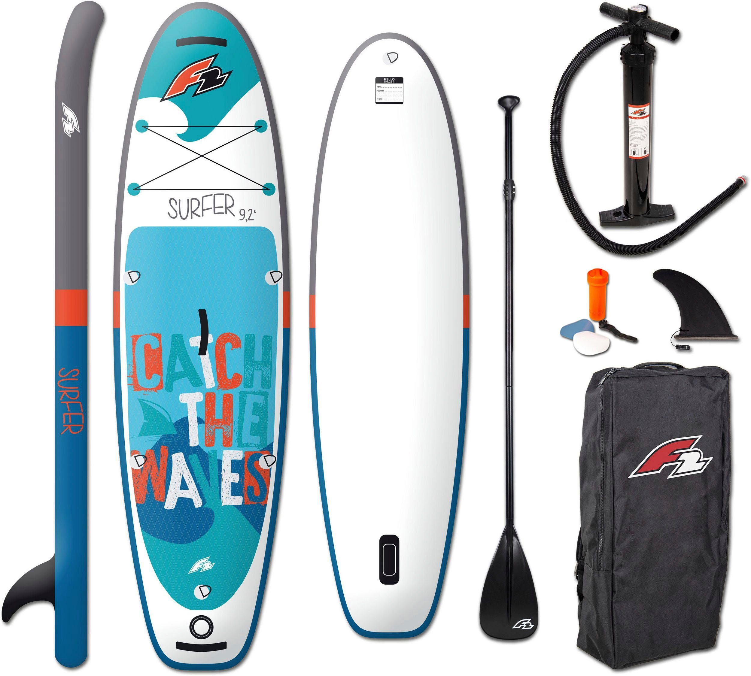 F2 SUP-Board Surfer Kid, (mit Paddel, Transportrucksack), Stand Paddling Up Pumpe und