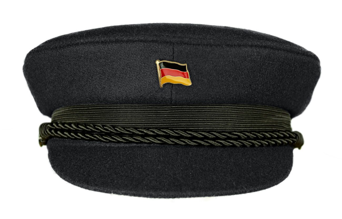 Schiebermütze Elbsegler schwarz mit Flaggenpin Deutschland