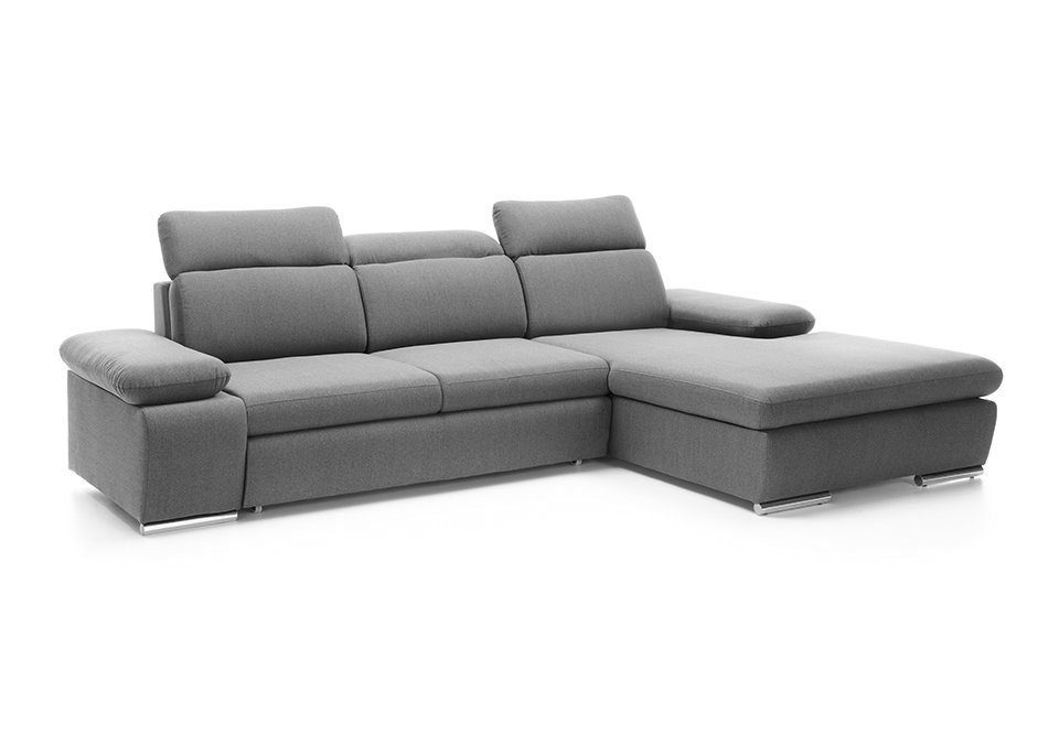 L-form Grau Ecksofa, Bettkasten Ecksofa Ecksofa mit Eckcouch JVmoebel