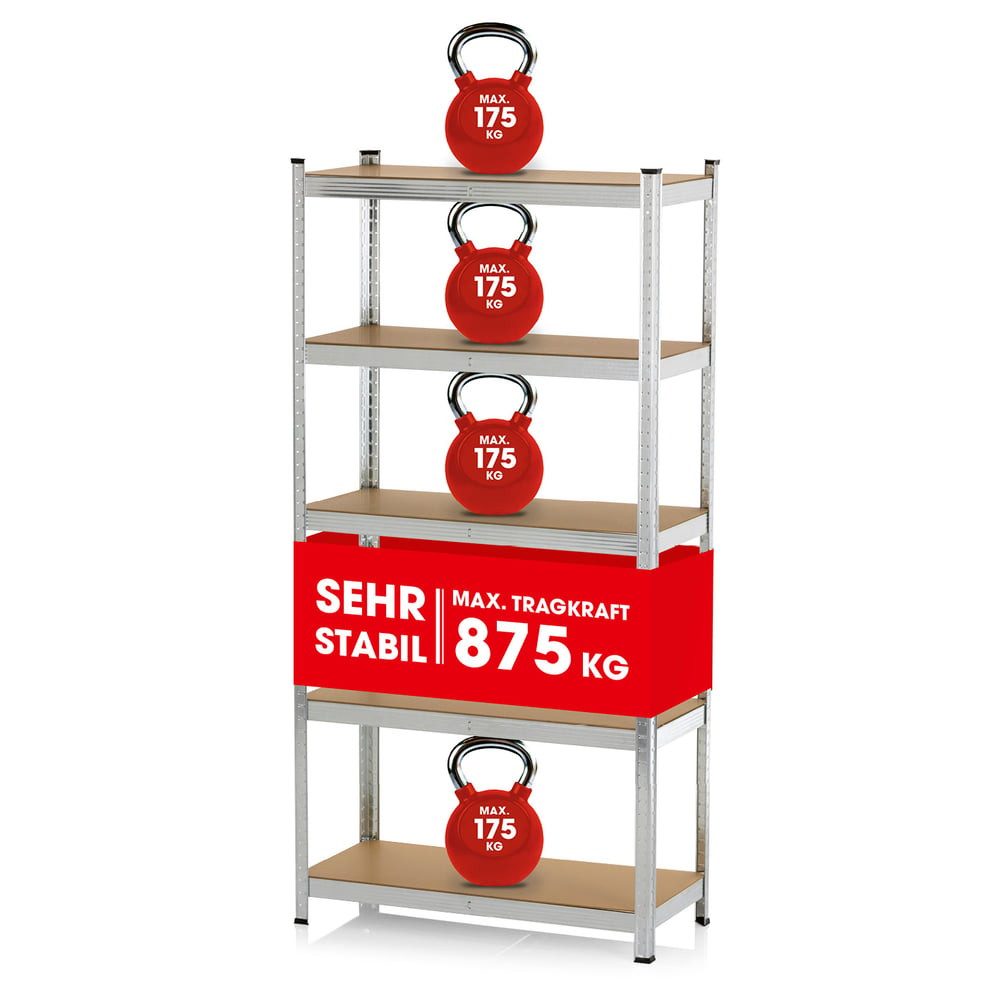 EASYmaxx Schwerlastregal 180x90x40 cm, 875 kg Traglast, 175 kg pro Ebene, 1 günstig online kaufen