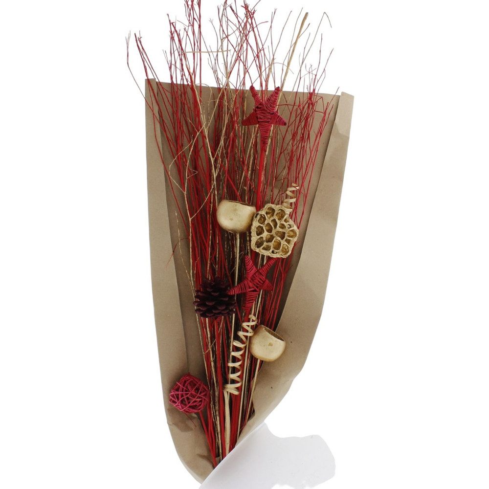 MICA Dekovase Weihnachtsbouquet rot/gold - ca. 95 - 100 cm