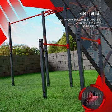 K-SPORT Klimmzugstange OUTDOOR Klimmzugstange + Dip Station bis 150 kg belastbar (Pull-Up Bar mit Dip Stange, Wetterfeste Kraftstation), Made in EU