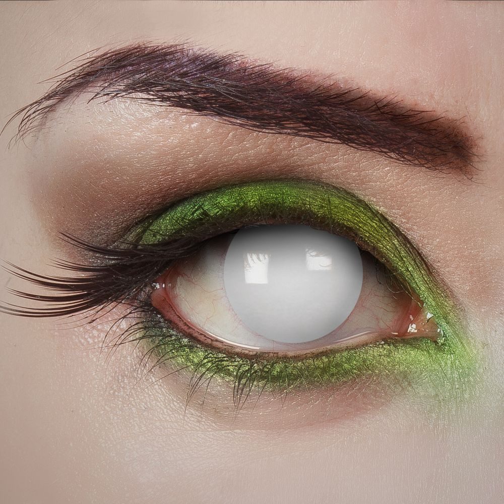 aricona Farblinsen Weiße Farbige Kontaktlinsen BLIND Halloween Zombie Vampir Kostüm Crazy, ohne Stärke, 2 Stück