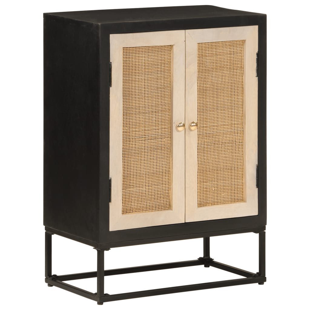vidaXL Schranksystem Sideboard Schwarz 55x30x76 cm Massivholz und Eisen (1-St)