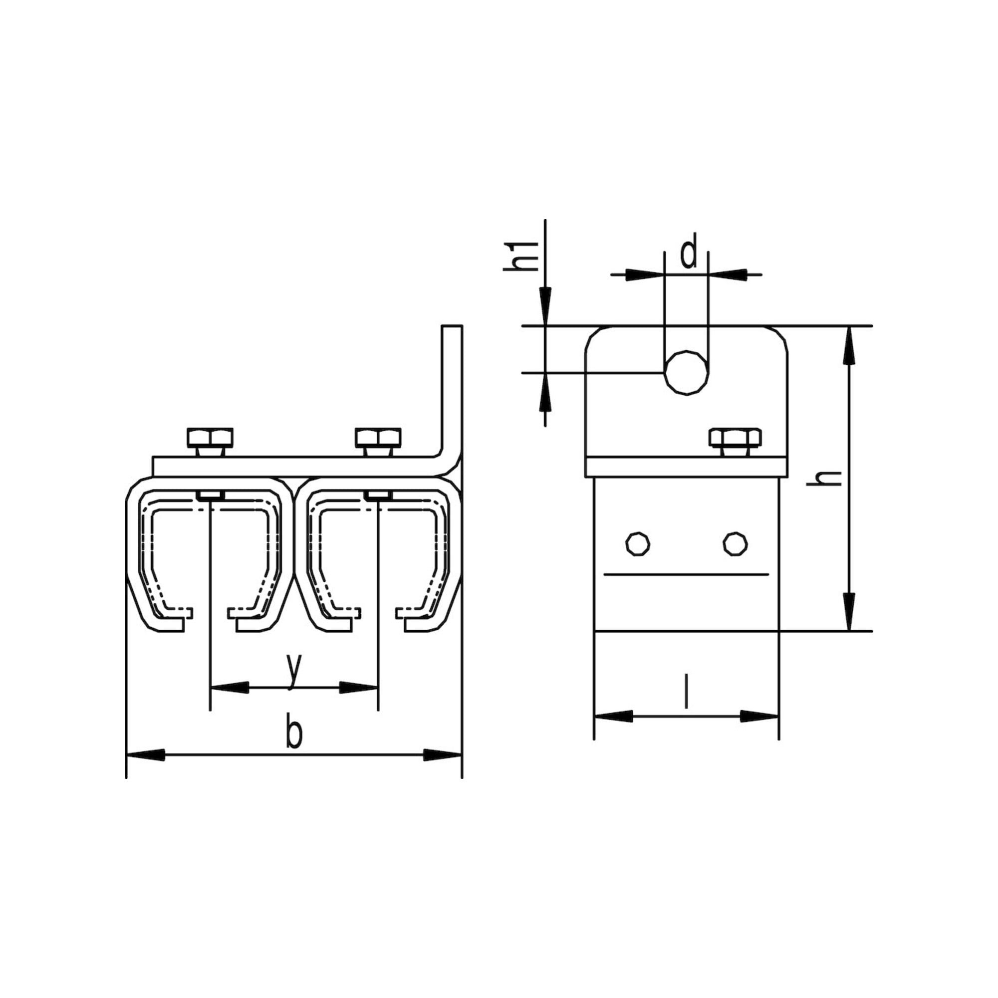 HELM U-Laufschiene HELM Doppelwandbef.Muffe 401 D 120x112,5x68mm,S4,5mm Stahl