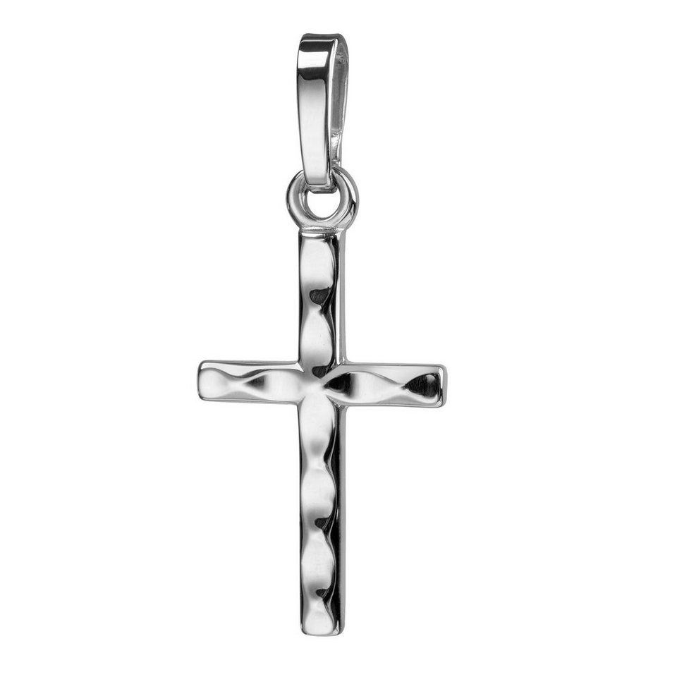 JEVELION Kreuzkette kleiner Kreuzanhänger 925 Silber - Made in Germany  (Silberkreuz, für Damen und Kinder), Mit Silberkette 925 - Länge wählbar 36  - 70 cm oder ohne