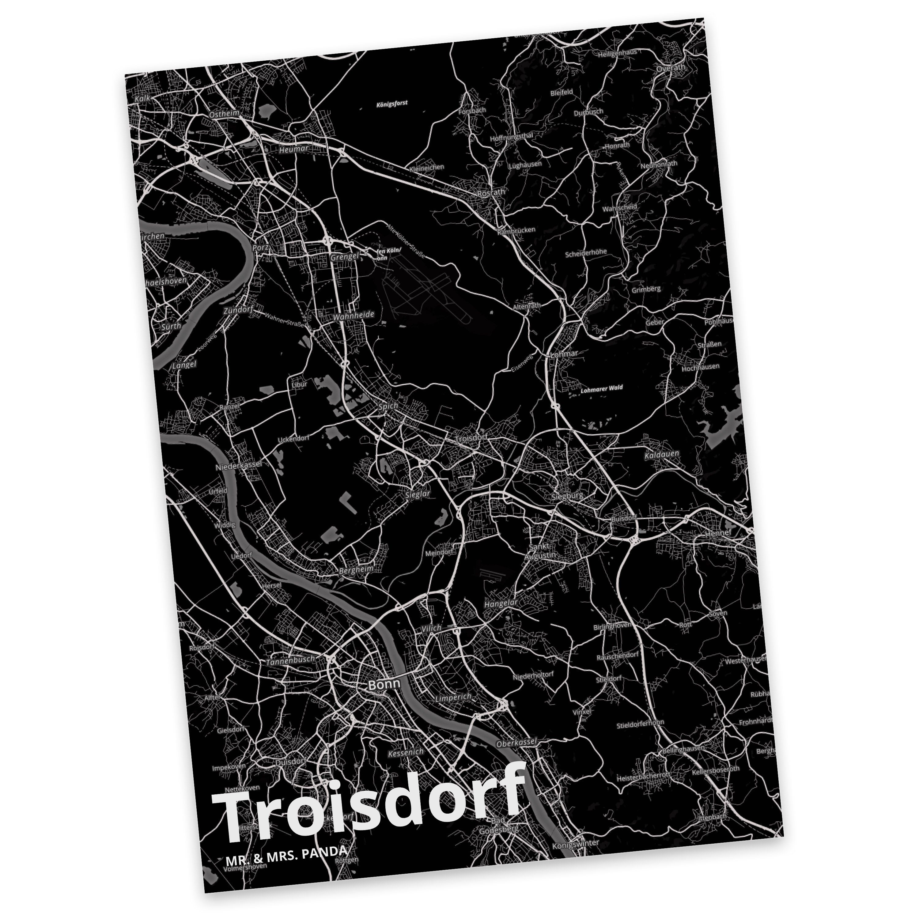 Stadt Map & Mrs. Troisdorf Dorf - Landkarte Mr. S Geschenk, Panda Geschenkkarte, Karte Postkarte