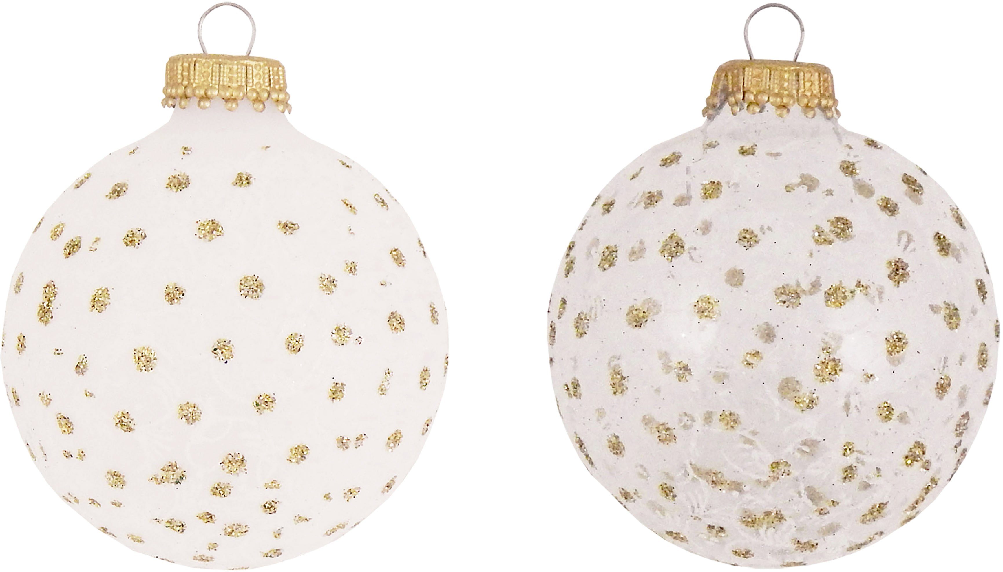 Krebs Glas Lauscha Weihnachtsbaumkugel CBK72751 (4 St), mit Glitterdekor