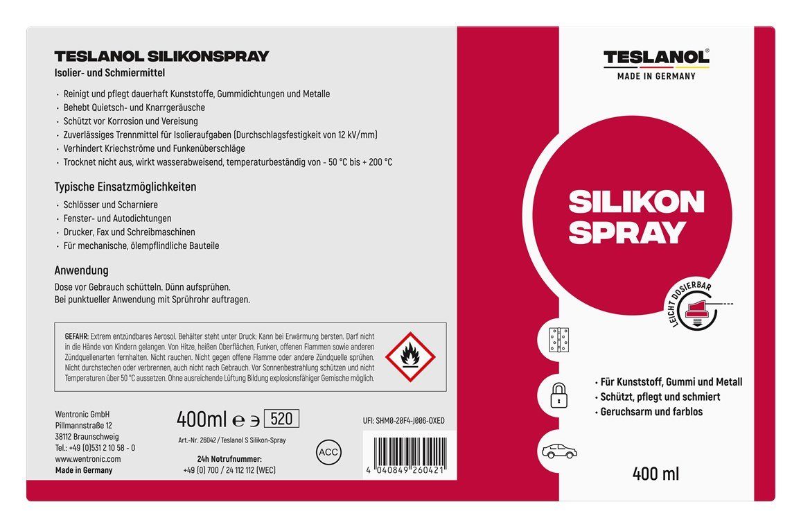 teslanol Schmierfett Teslanol Spray Silikon 400 ml
