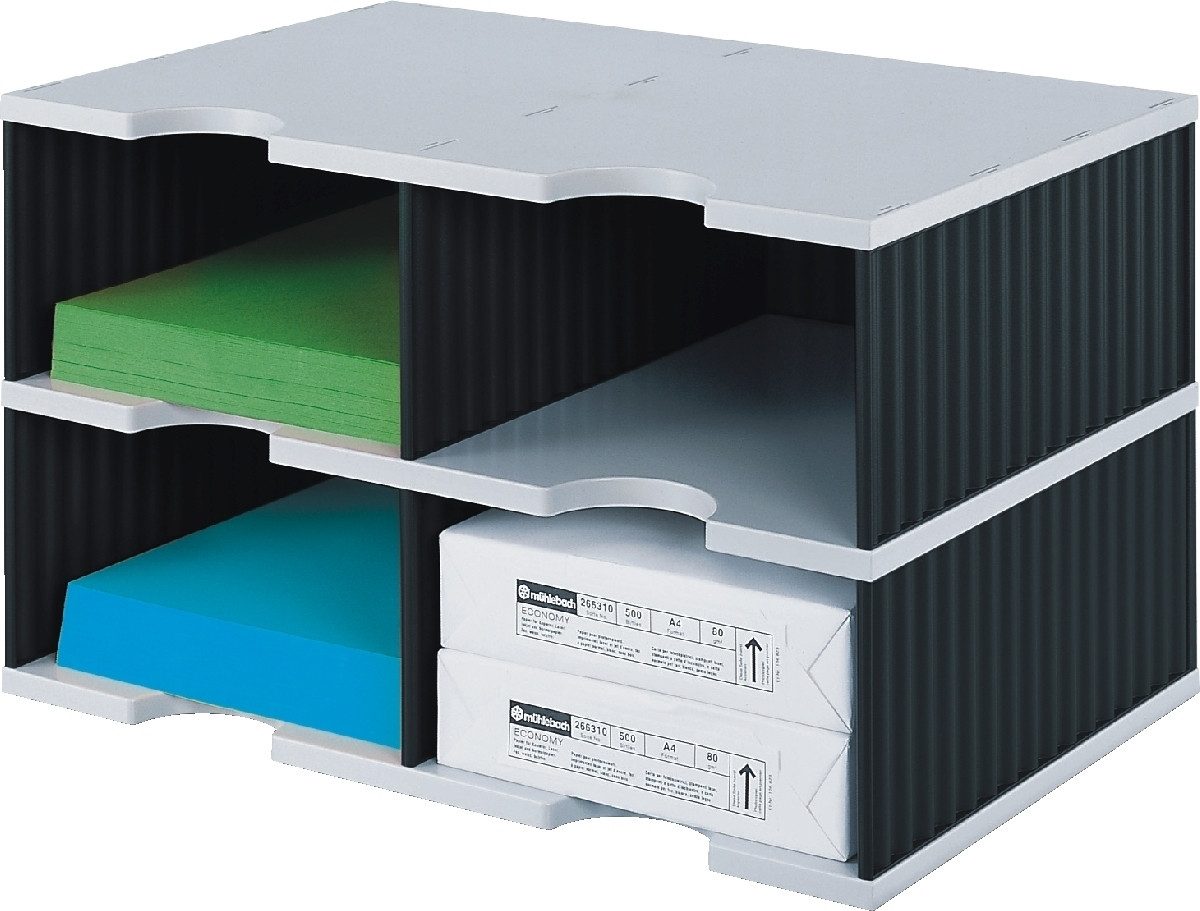 STYRO Organizer Sortierstation styrodoc Duo JUMBO 4 Fächer grau/schwarz