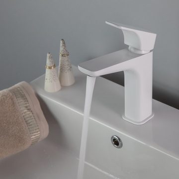 Lomadox Waschtischarmatur HIACYNT-30 Design Waschbeckenarmatur Wasserhahn in weiß