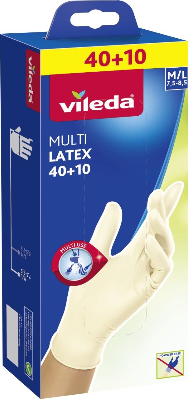 40+10 Einmalhandschuhe Multi Vileda M/L Latexhandschuhe Vileda Latex