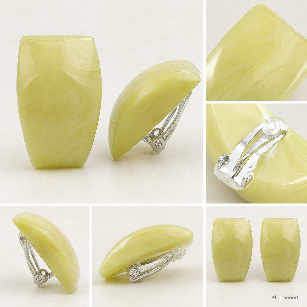 unbespielt Paar Ohrclips Modeschmuck Ohrringe Hellgrün-marmoriert 27 mm Kunststoff, Modeschmuck für Damen
