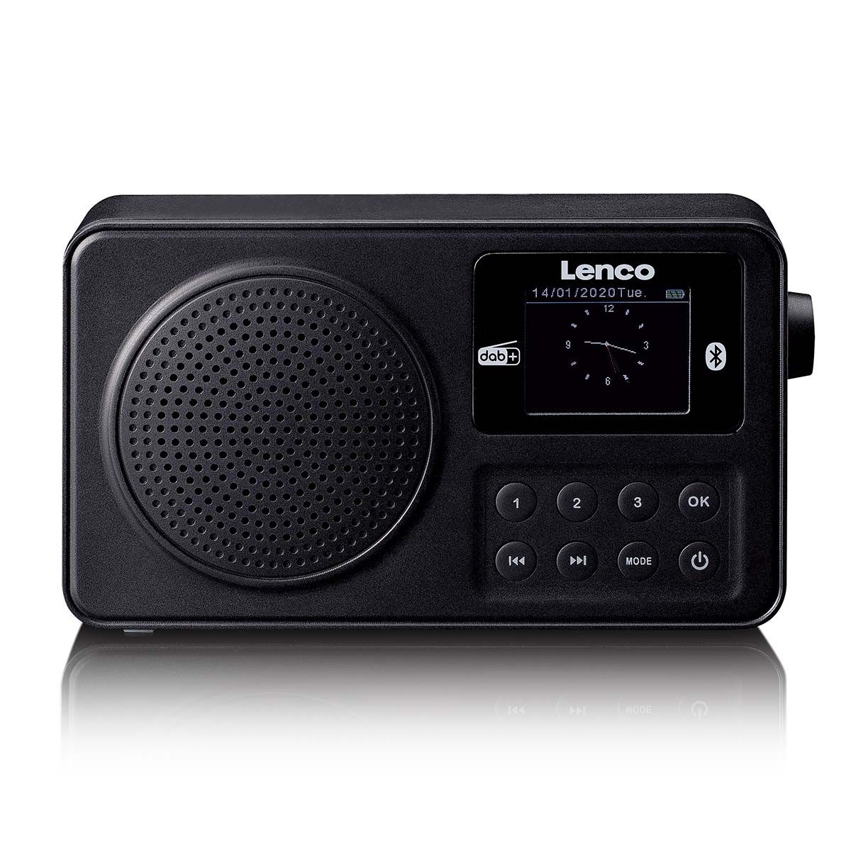 Lenco PDR-033BK Radio (DAB+ Radio,Tragbares Radio, 2 W, DAB+/FM, Bluetooth 5.3, bis zu 10 Stunden kabelloser Musikgenuss)