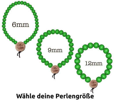 WOOD FELLAS Armband WOOD FELLAS Holz-Armband basic Schmuck Deluxe Pearl Bracelet mit Holzanhänger Neongrün