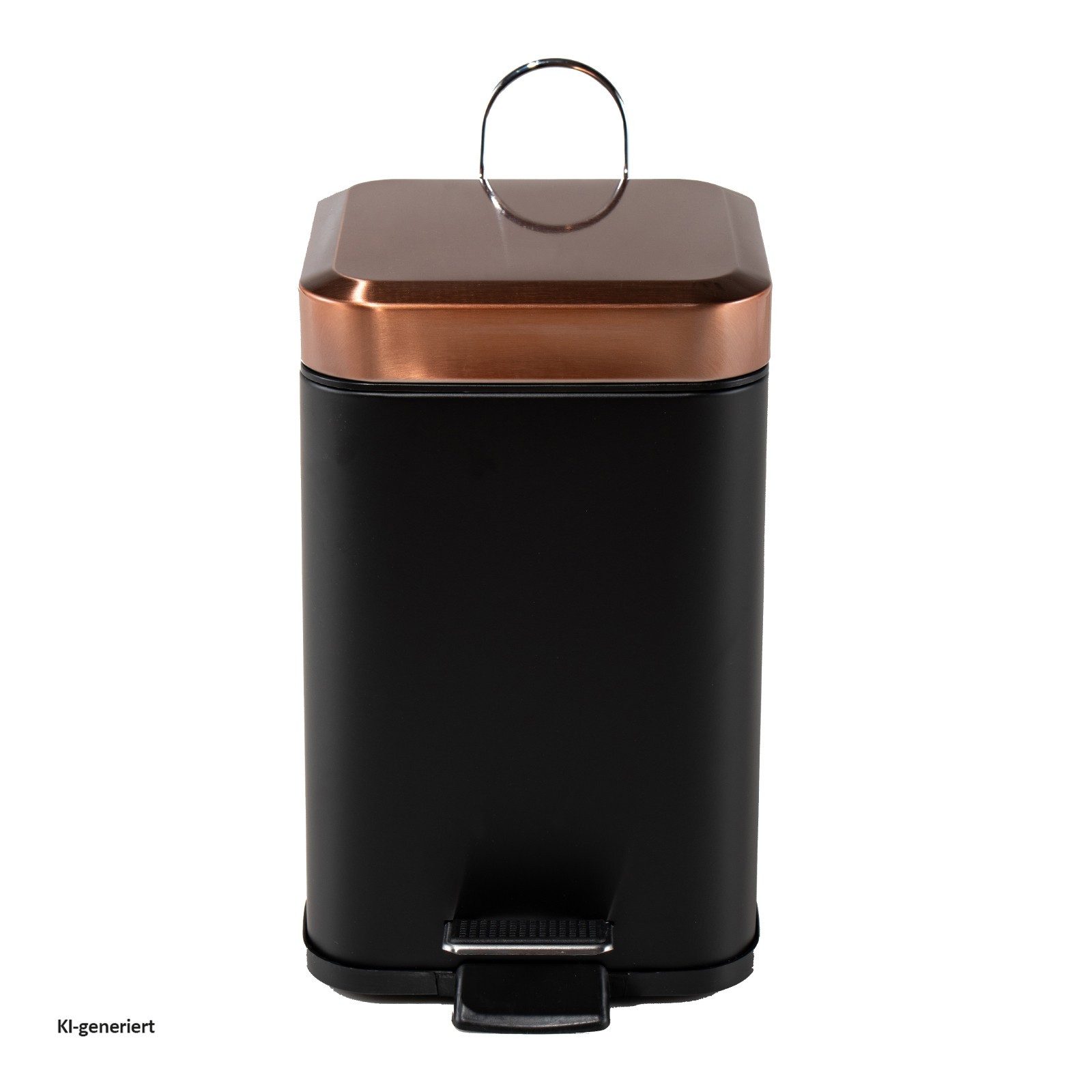 HTI-Living Kosmetikeimer Treteimer eckig Jannik 3 Liter Schwarz Kupfer, Mülleimer Kosmetikeimer mit Soft-Close-Deckel