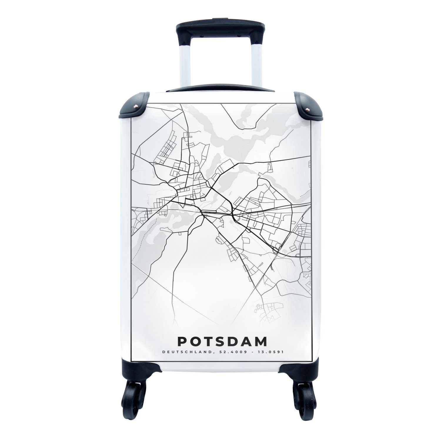 rollen, Potsdam Stadtplan, MuchoWow - - Reisetasche Trolley, mit Karte 4 Reisekoffer Rollen, Handgepäckkoffer für Ferien, Handgepäck