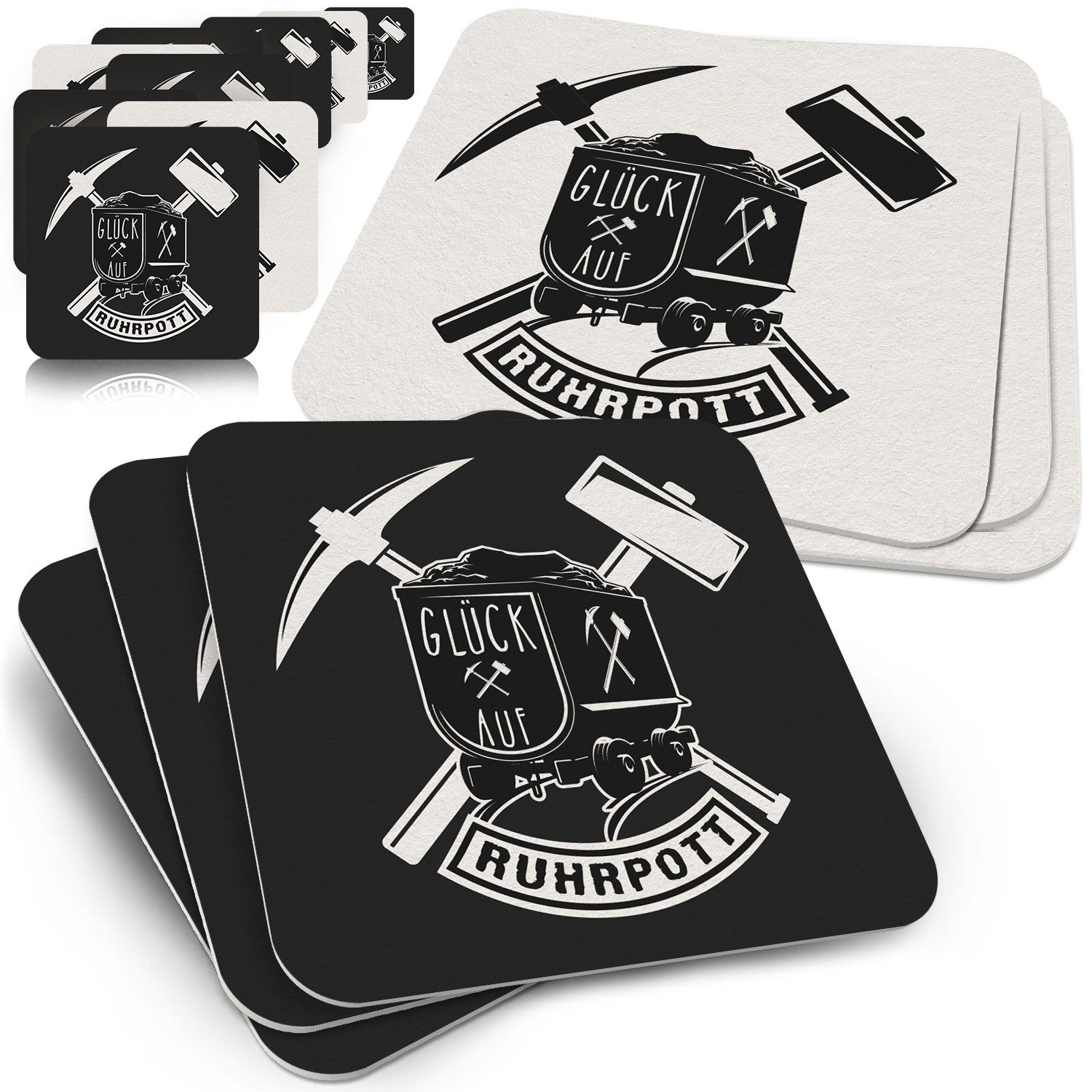 Bierdeckel Bierdeckel Ruhrpott "Glück Auf" - 50x Ruhrgebiet Untersetzer