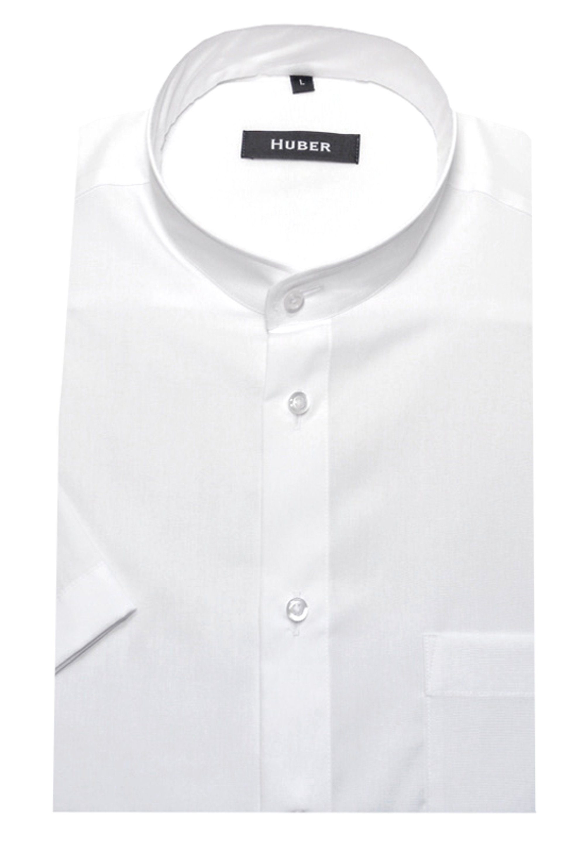 Huber Hemden Kurzarmhemd HU-0125 Stehkragen, Kurzarm, Regular Fit - gerader Schnitt, Made in EU! weiß | Klassische Hemden