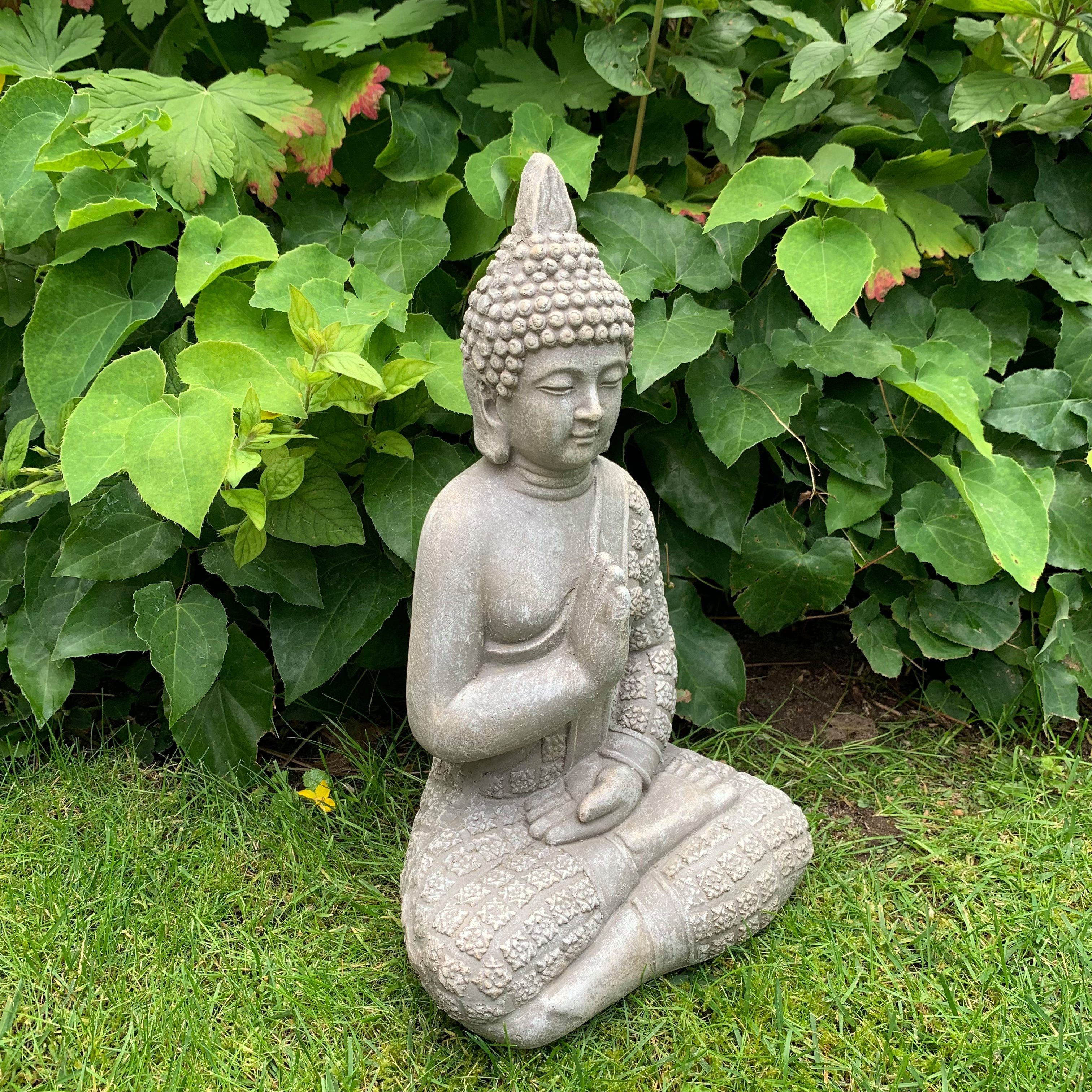 K&L Wall Art Buddhafigur Buddha Statue Kunststein Feng Shui Deko Steinfigur (1, Gartenfigur), 33cm große Boho Gartendeko