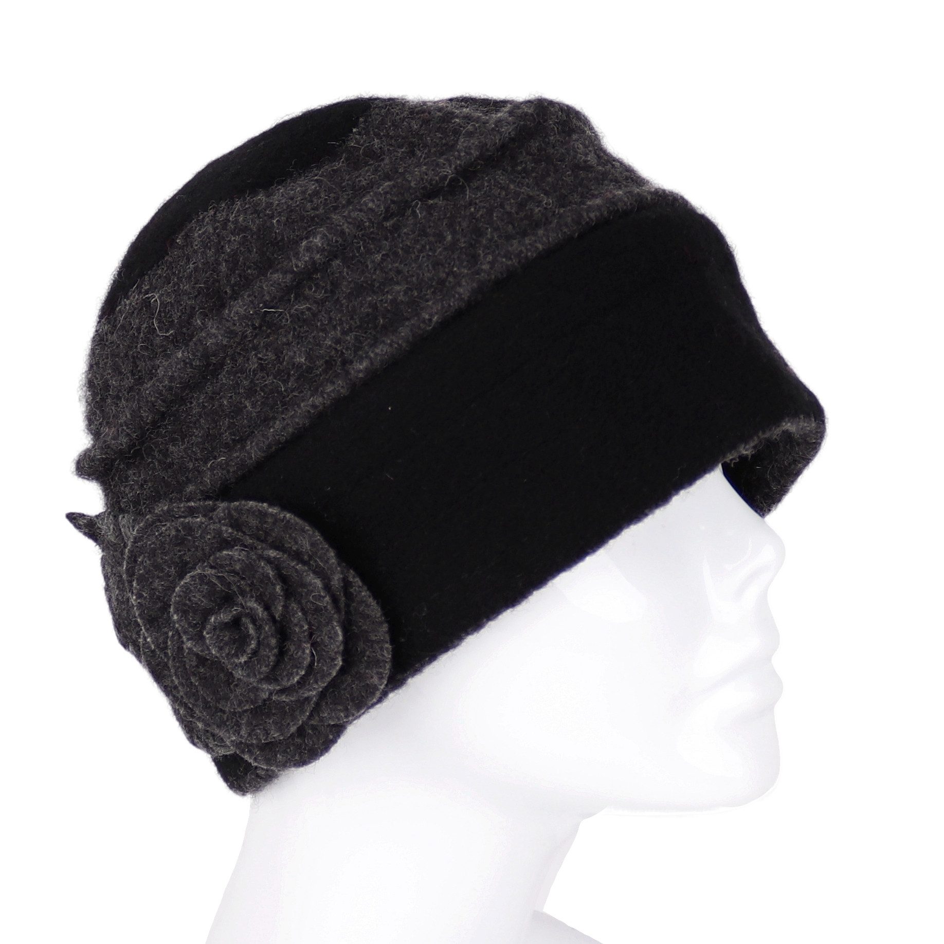 MIRROSI Filzhut Damen Wollfilzhut Wollhut mit Blumen 100% Schurwolle