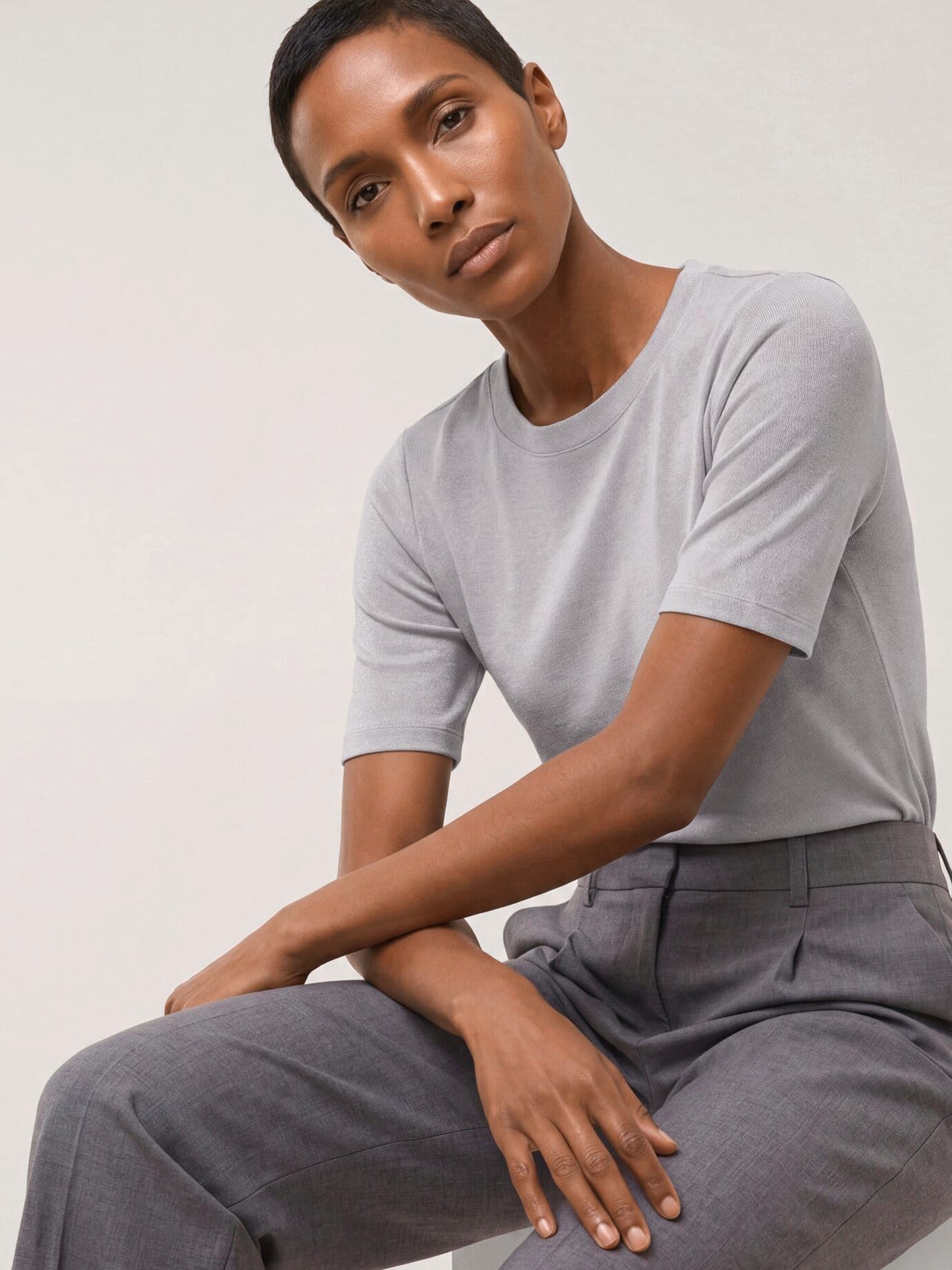 Walbusch T-Shirt Damen Shirt mit Lurex Rundhals Halbarm, Rundhals