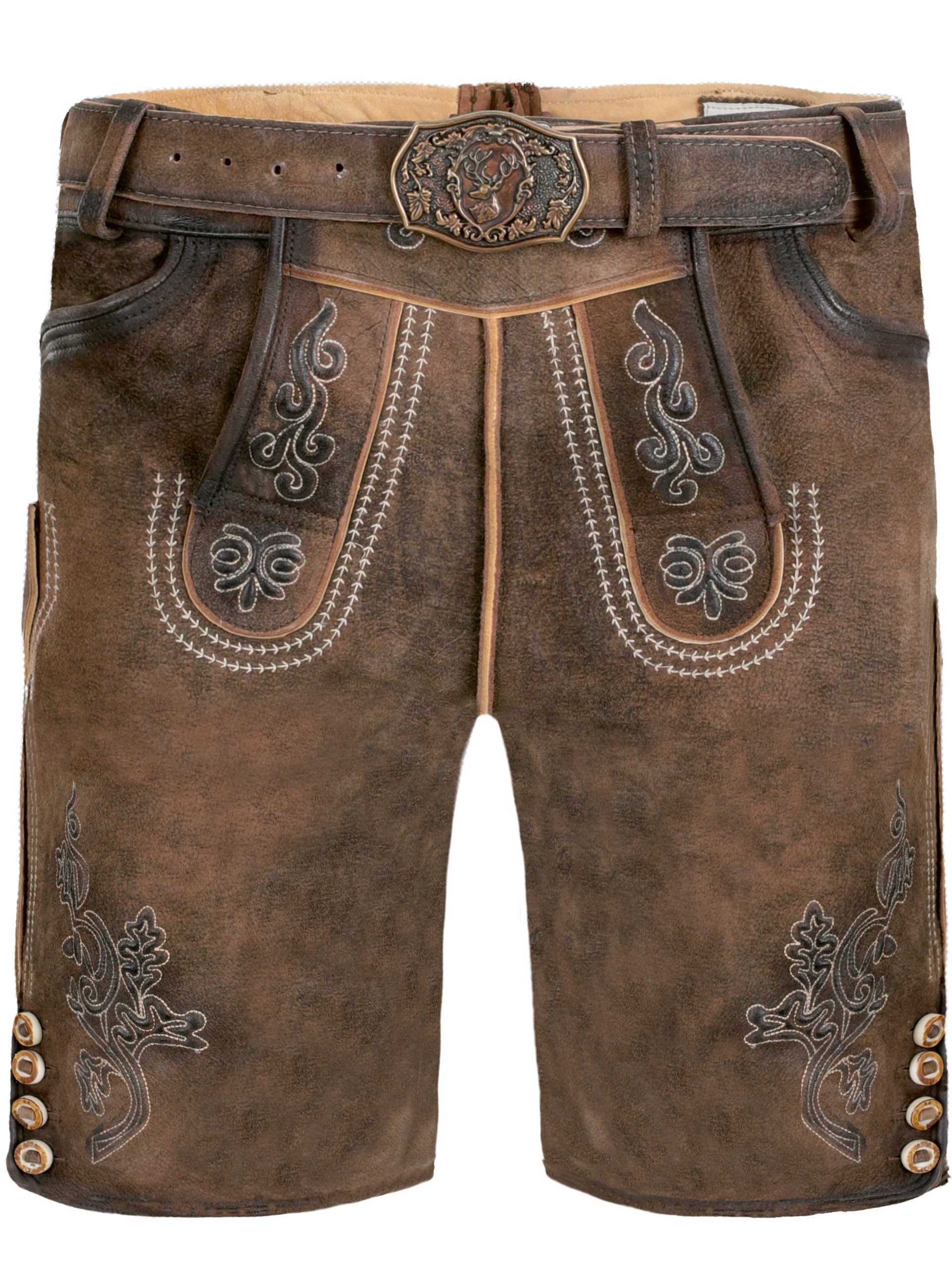 FUCHS Trachtenlederhose Trachtenlederhose Herren kurz Hellbraun Echtleder Tracht (1-tlg)