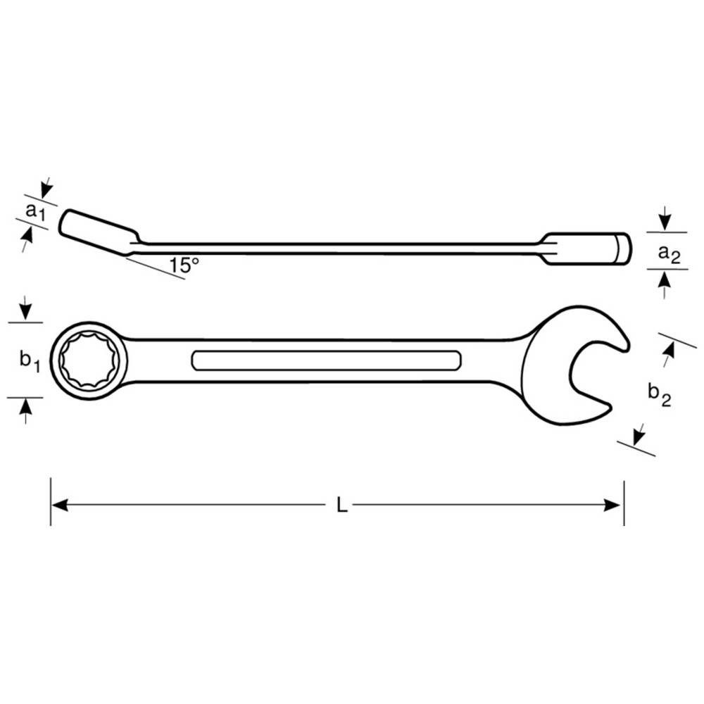 Thumbnail - BAHCO Ringschlüssel Ring-Maulschlüssel, 15° abgewinkelt, SW 1″