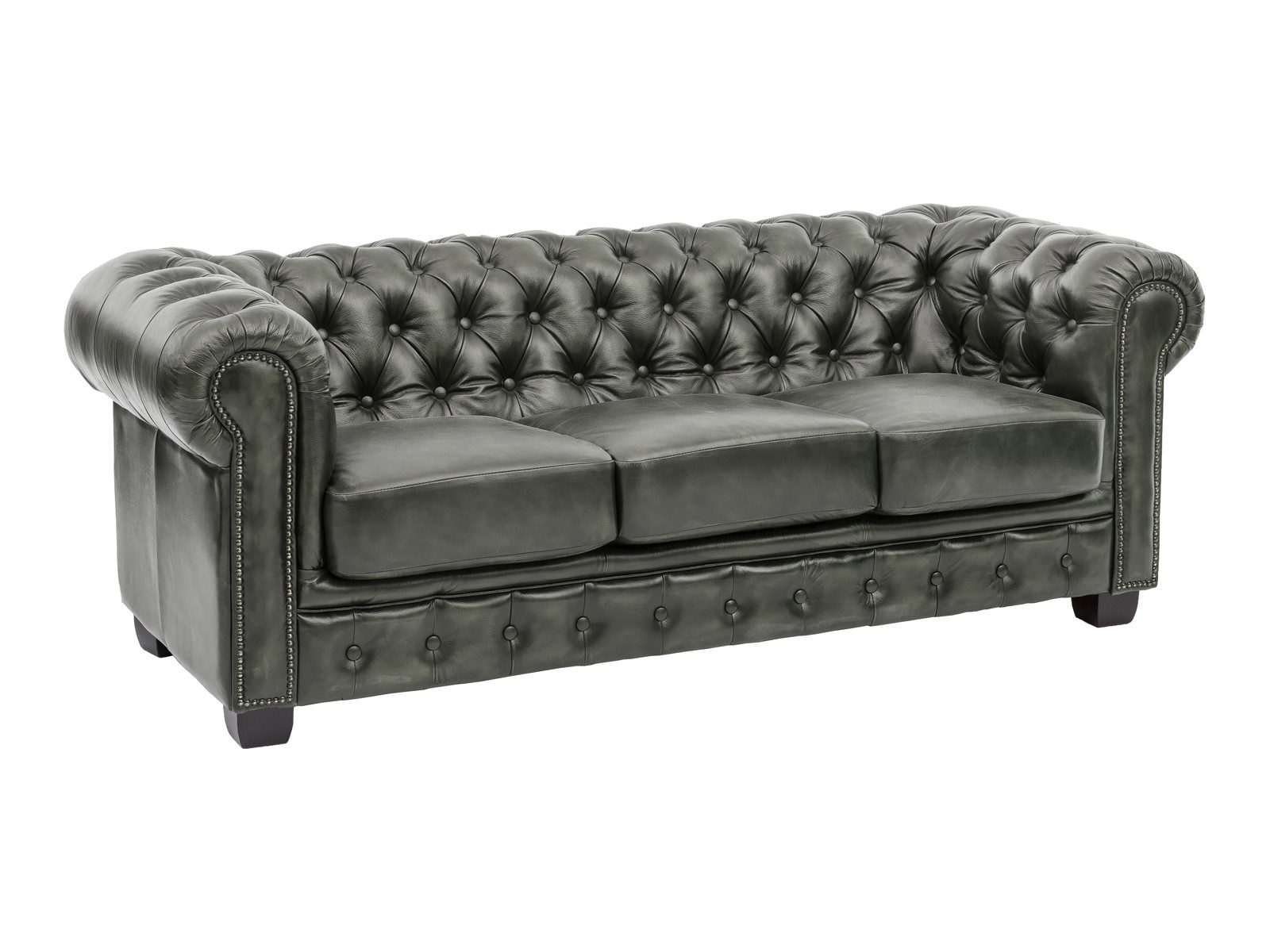 massivum Chesterfield-Sofa 3-Sitzer Echtleder grün