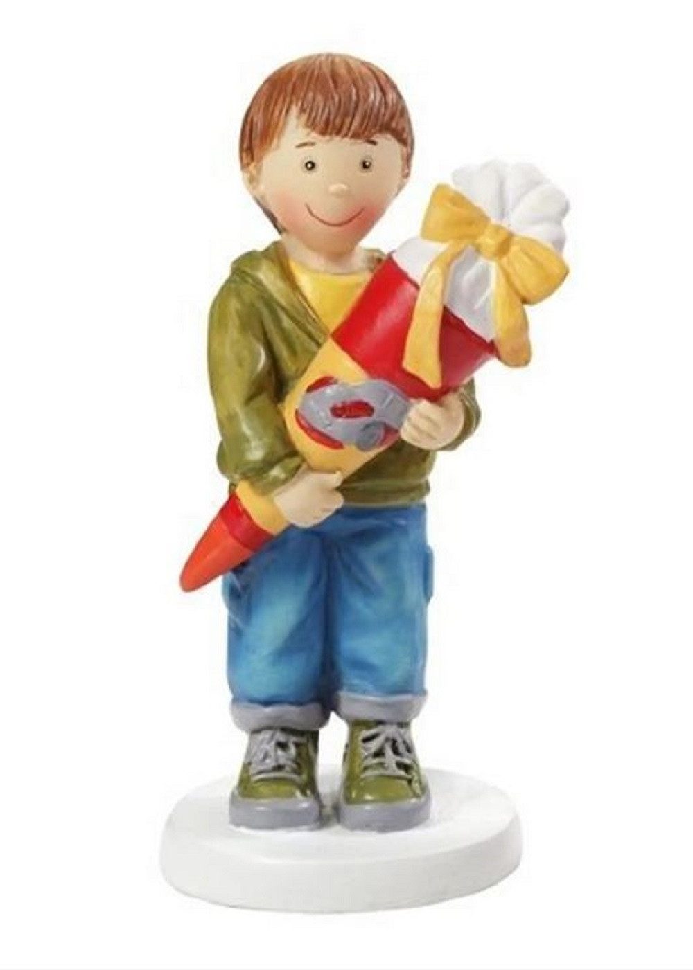 HobbyFun Dekofigur Tortenfigur Einschulung: Tischdeko, Schulmädchen / Junge ca. 8,5 cm (1 St), Kunststein, ca. 85 mm / Geschenkartikel, Tischdeko